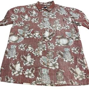 O'NEILL Men's L Red MIXOLOGY Hawaiian Aloha Pineapple Coconut Piña Colada Beach